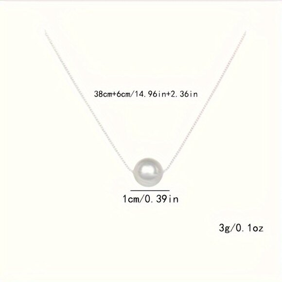 Minimalist Silver and White Pearl Necklace - Picture 4 of 5